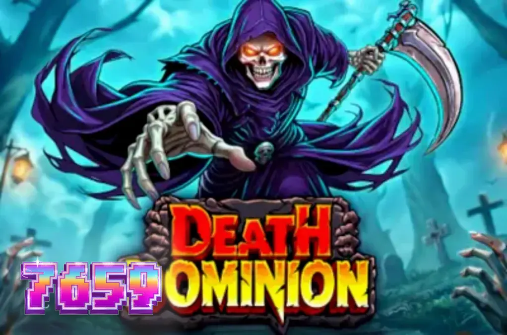 Cenário sombrio e gótico do jogo de slot Death Dominion com o Grim Reaper